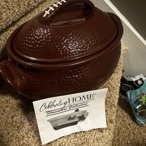 Celebrating Home Stoneware Casserole BeanPot Football New gameday SuperBowl part